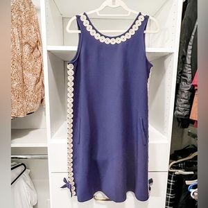 Lilly Pulitzer Blue Sheath Mini Dress Sleeveless Crew Neck